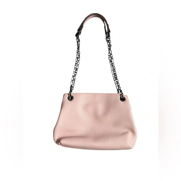 Dolce Vita Rose Colored Vegan Pebbled Leather Shoulder Purse with Chain Strap - Picture 7 of 12